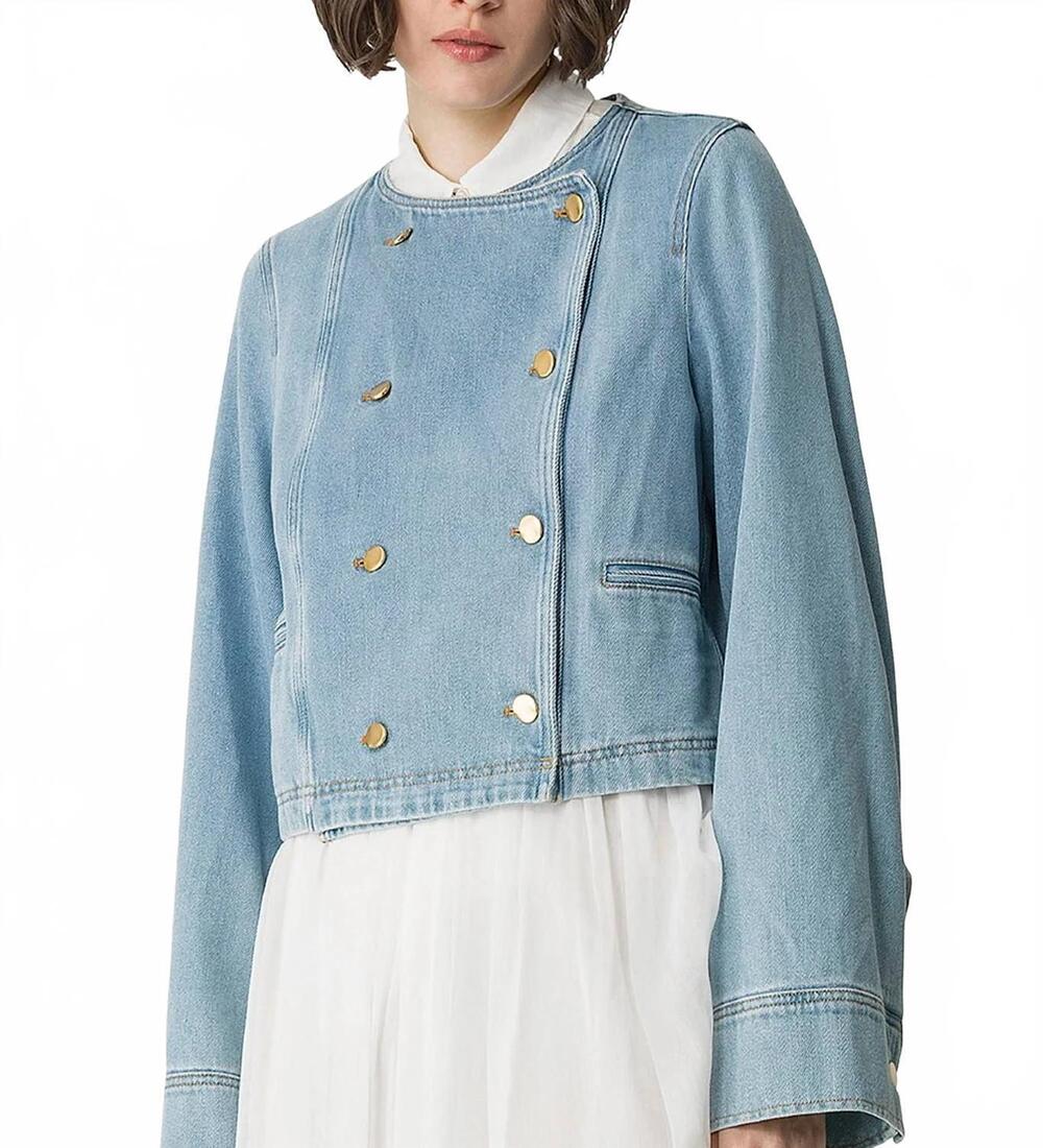 NEW FORTE FORTE double breasted denim jacket in azure